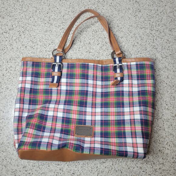 Tommy Hilfiger Madras Plaid Faux Leather Preppy Americana Tote Shoulder Bag 2011 - Picture 12 of 12